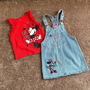 Disney Minnie Mouse Red Top and Denim Dress Set